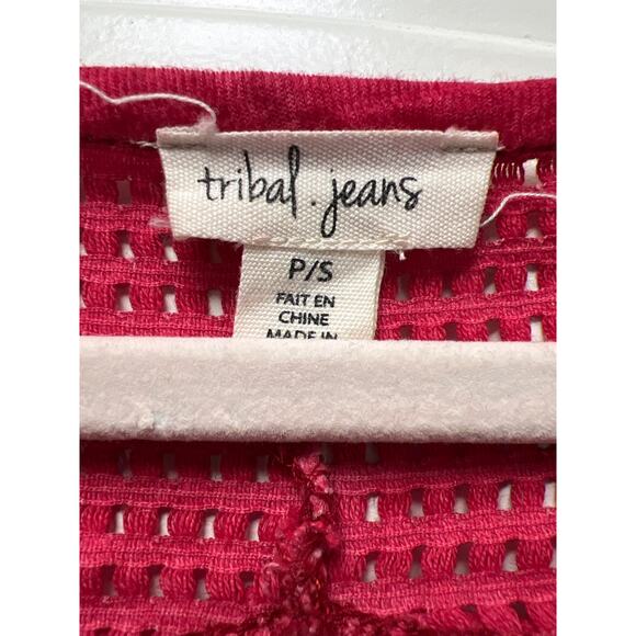 Tribal‎ Jeans Women’s Long Sleeve Cotton Cutaway Back Pullover Top Size S Red - Picture 2 of 3
